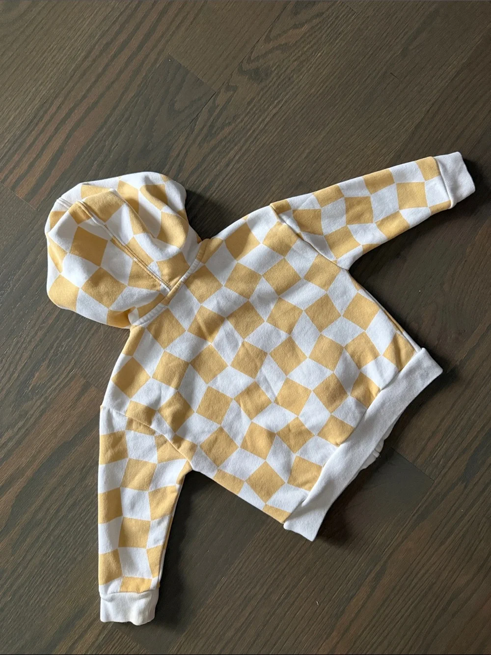 Baby Gap 3T Checkerboard Zip Hoodie Yellow White Logo